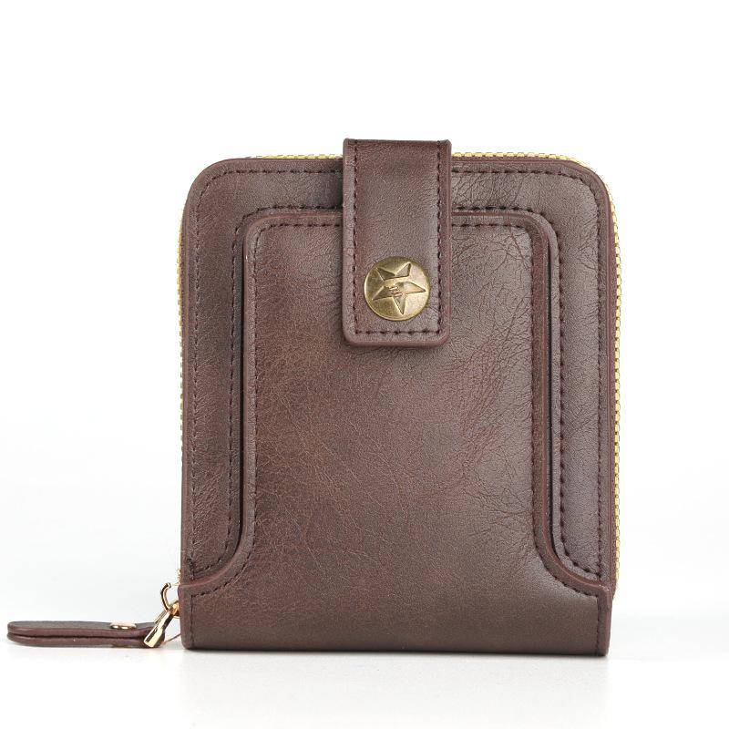 Kurze Herren-Geldbörse mit mehreren Kartenfächern, verdeckter Schnalle und Reißverschluss, Retro-einfache Multifunktions-Geldbörse One Size dunkel kaffee von Joom DACH