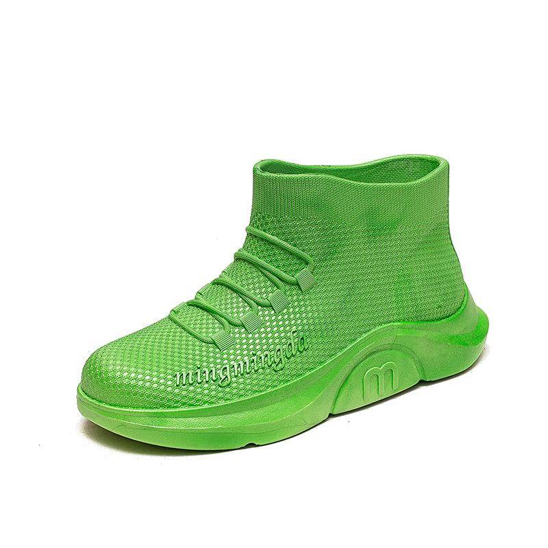 Kurze Röhre Mode wasserdichte Schuhe Damen Gummischuhe Küche Arbeit Regenstiefel Anti-Rutsch-Überschuhe Outwear Schuhe 36 grün von Joom DACH