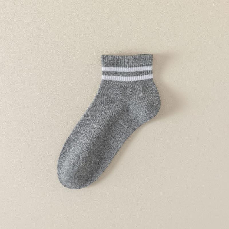 Kurze Socken, einfarbige Baumwollsocken für Herbstmädchen, Damen-Sportsocken ohne Naht mit Doppelstreifen, vielseitige Damensocken 1 pair von Joom DACH