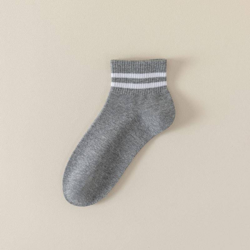 Kurze Socken, einfarbige Baumwollsocken für Herbstmädchen, Damen-Sportsocken ohne Naht mit Doppelstreifen, vielseitige Damensocken 1 pair von Joom DACH