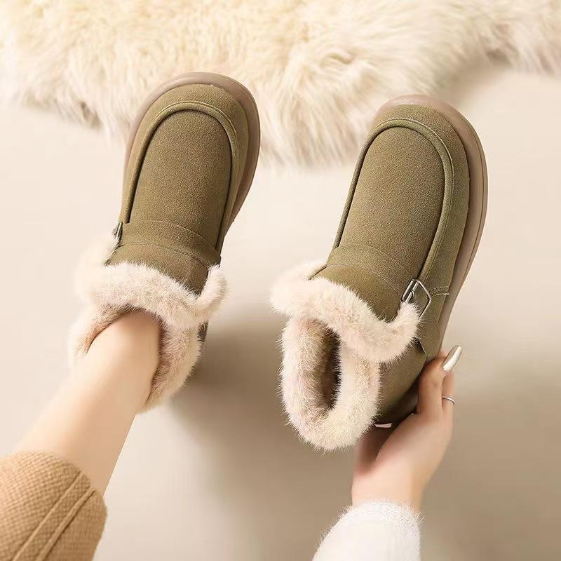 Kurze Stiefel Winter Warme Fell Schneestiefel Damenmode Lässige Baumwollschuhe Plateau-Stiefel Rutschfest Komfortable Ballerinas Schuhe Damen Lässige Hohe Stiefel 36 grün von Joom DACH