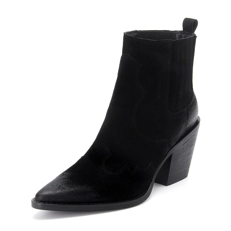 Kurze Stiefel aus Rindsleder und Wildleder mit spitzem Zehenbereich, Damen-Vintage-Schuhe, Western-Cowboystiefel 39 bunt von Joom DACH