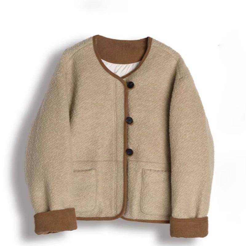 Kurze Wolljacke Damen Winter Neue Rundhals Daunenjacke Top XL von Joom DACH