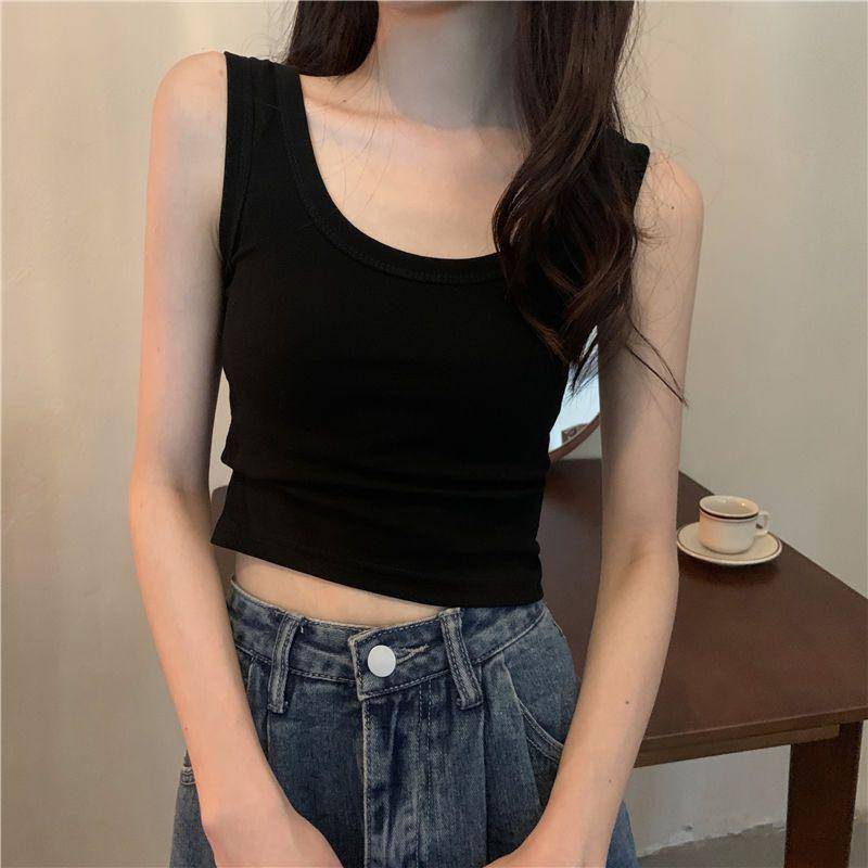 Kurzes Sport-Tanktop mit Hosenträgern für Damen im Sommer mit Design-Sinn für kleine Leute zum Tragen draußen L schwarz von Joom DACH