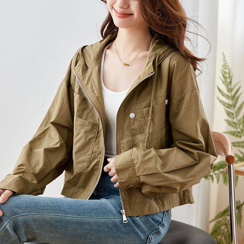 Kurzjacke für Damen Frühling Neuer Stil Kleine Kapuze Lässig Mode Oberteil Retro Strickjacke XXL von Joom DACH