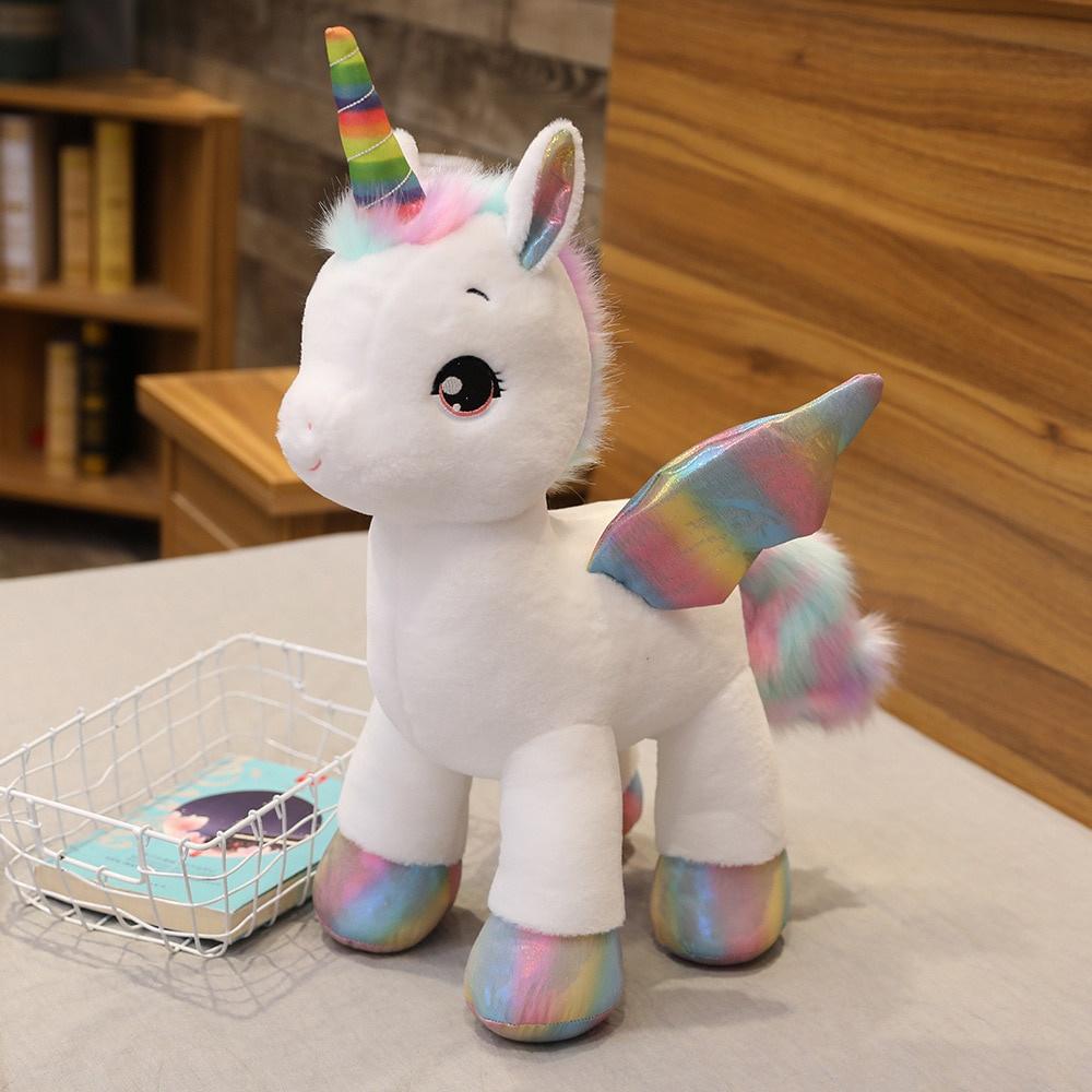 Kuscheliges, weiches, süßes Einhorn-Traum-Regenbogen-Plüschtier, hochwertiges rosa Pferd, süßes Mädchen, Heimdekoration, Schlafkissen, Geschenk für Kinder 80cm von Joom DACH