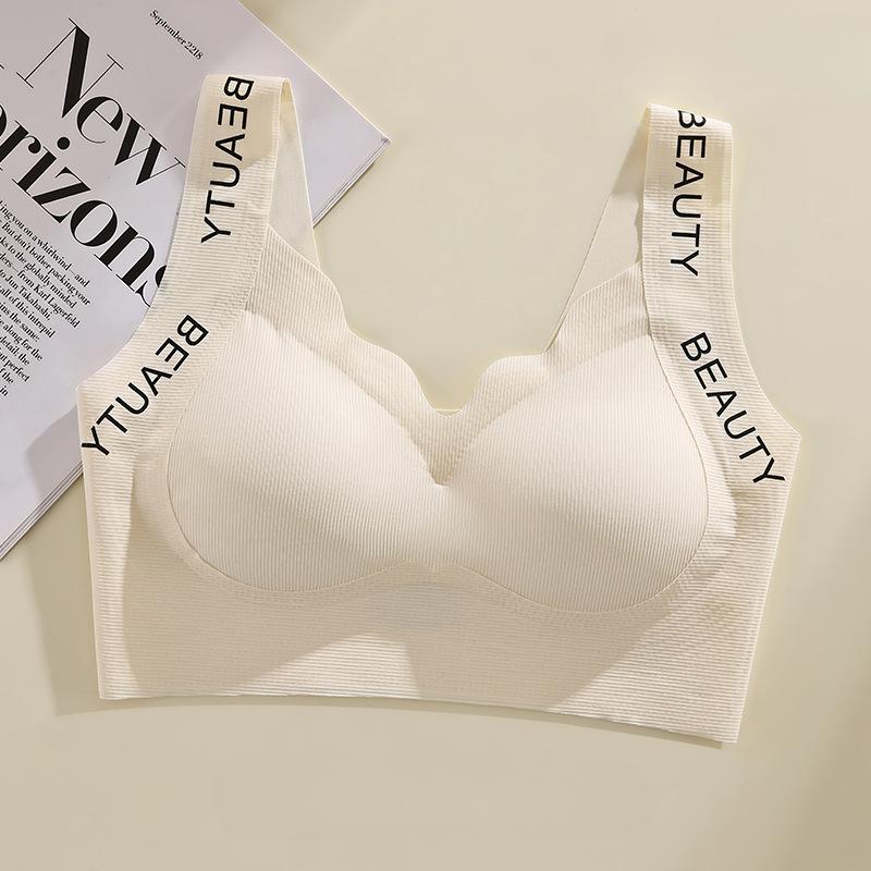 L-3XL Damen Nahtlose Unterwäsche Fixierte Cups Bügelloser Sport-BH Große Größe Raffinierte Weste 3XL beige von Joom DACH