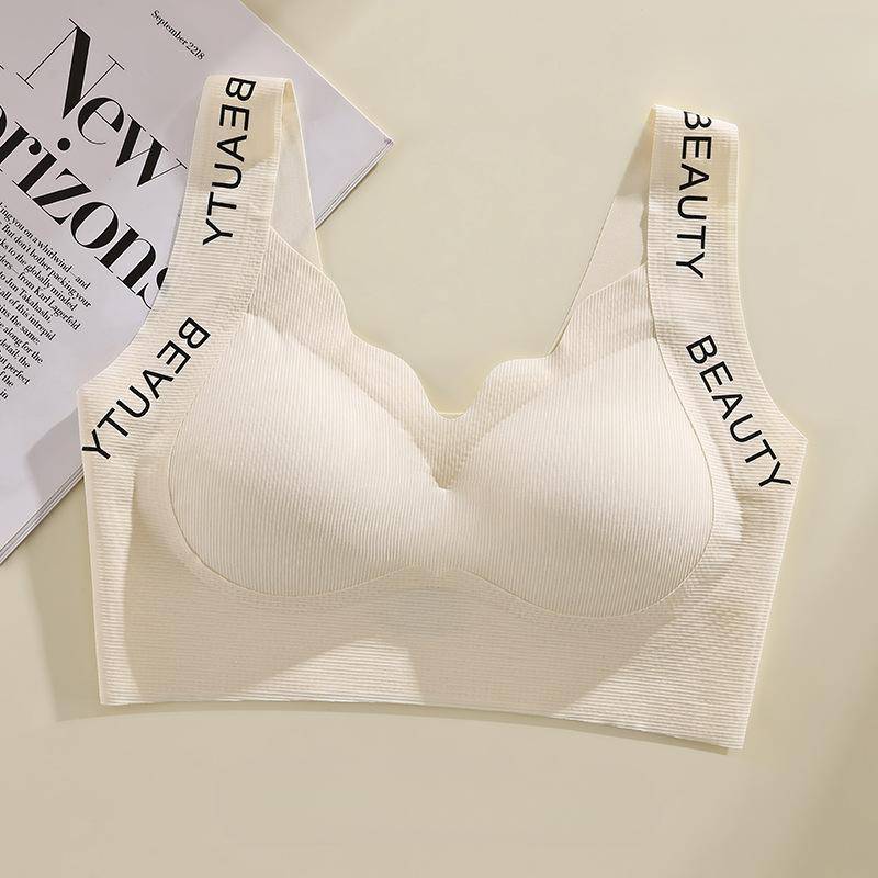 L-3XL Damen Nahtlose Unterwäsche Fixierte Cups Bügelloser Sport-BH Große Größe Raffinierte Weste 3XL beige von Joom DACH