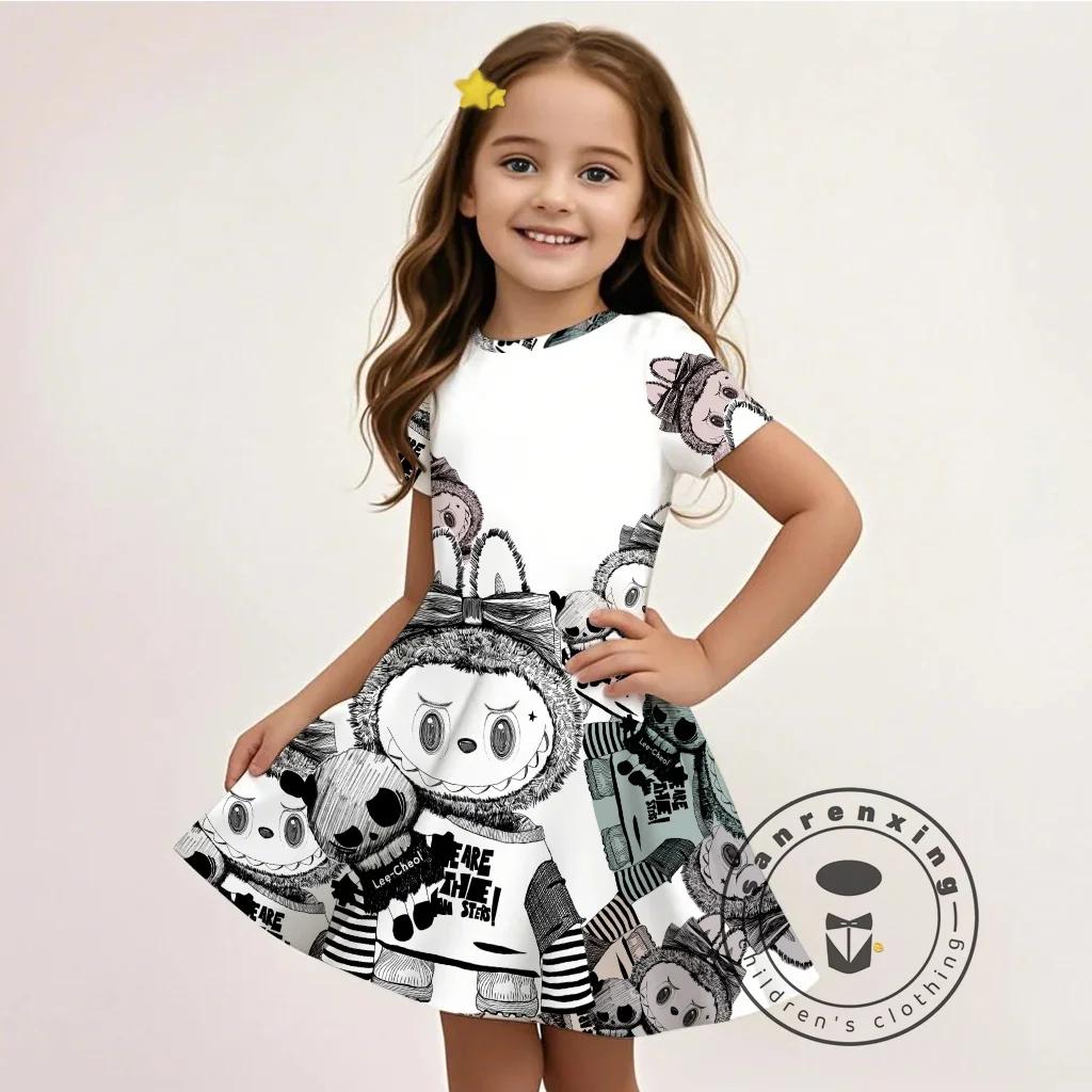 L-LABUBU-A 3D Cartoon-Print Sommerkleid Neue Mode Günstig Kinder Mädchen Lässig Heiß Verkauft Kostenloses Geschenk 100% Cosplay 130 von Joom DACH