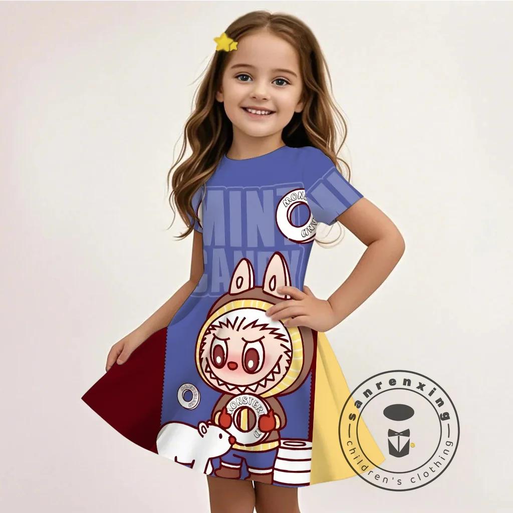 L-LABUBU-A 3D Cartoon-Print Sommerkleid Neue Mode Günstig Kinder Mädchen Lässig Heiß Verkauft Kostenloses Geschenk 100% Cosplay 130 von Joom DACH