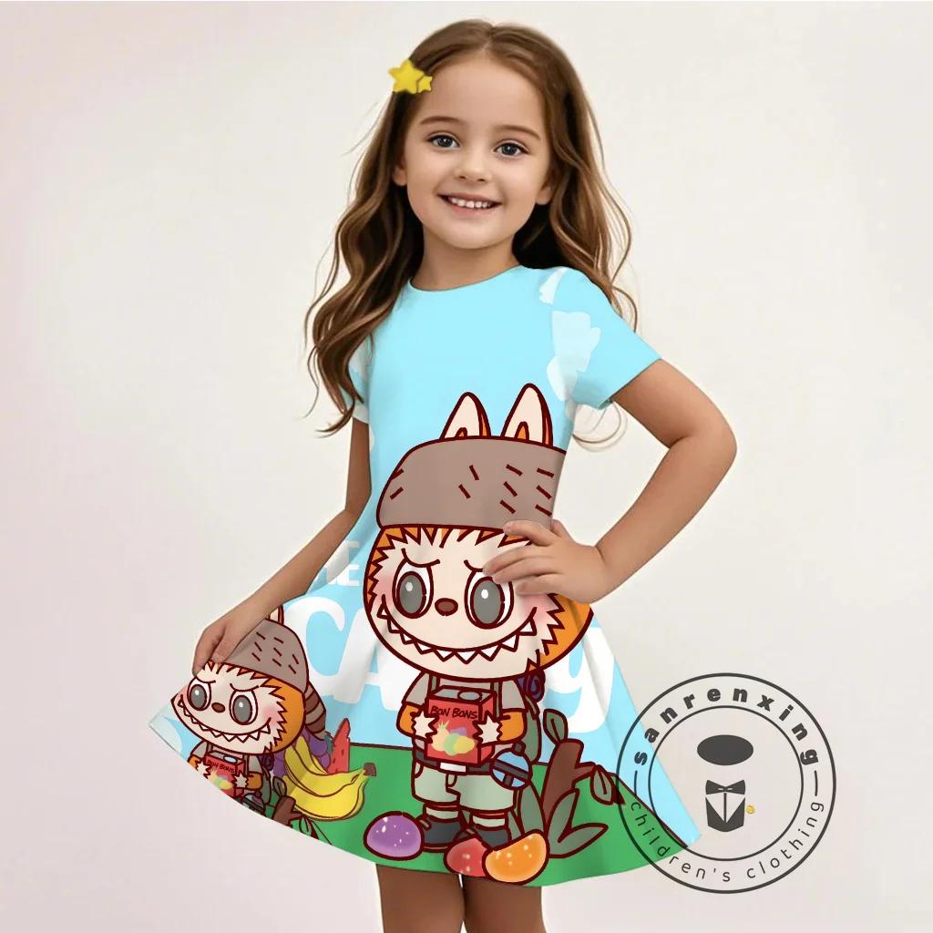 L-LABUBU-A 3D Cartoon-Print Sommerkleid Neue Mode Günstig Kinder Mädchen Lässig Heiß Verkauft Kostenloses Geschenk 100% Cosplay 150 von Joom DACH