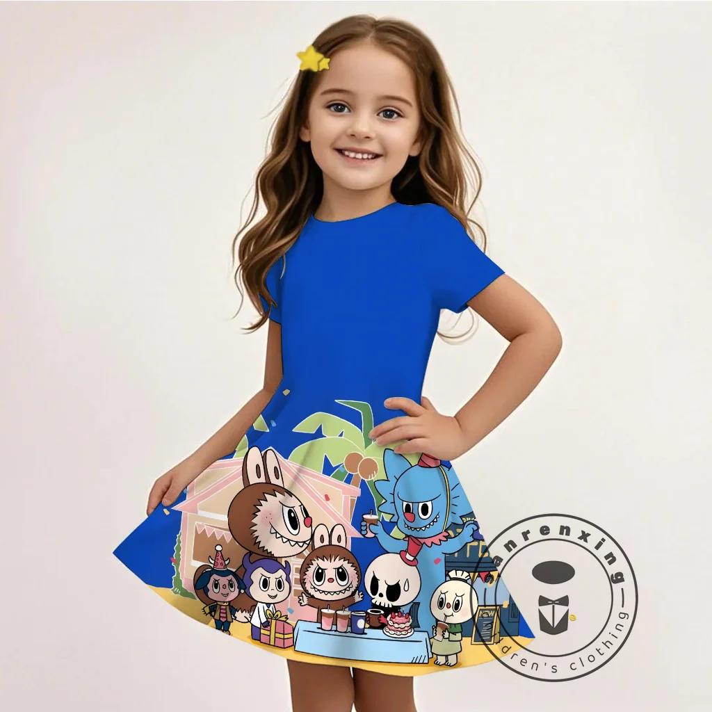 L-LABUBU-A 3D-Druck Kleid Mädchen Kinder Günstige Mode Sommer Langes Freizeitkleid 3 für 99 Cent Aktion 170 von Joom DACH