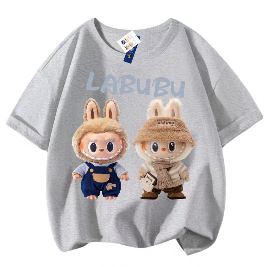 LABUBU 3D-Druck Damen T-Shirt Junge Mädchen Kurzärmelig Vielseitig Lässig Trend Kleidung Familienlook 100 von Joom DACH