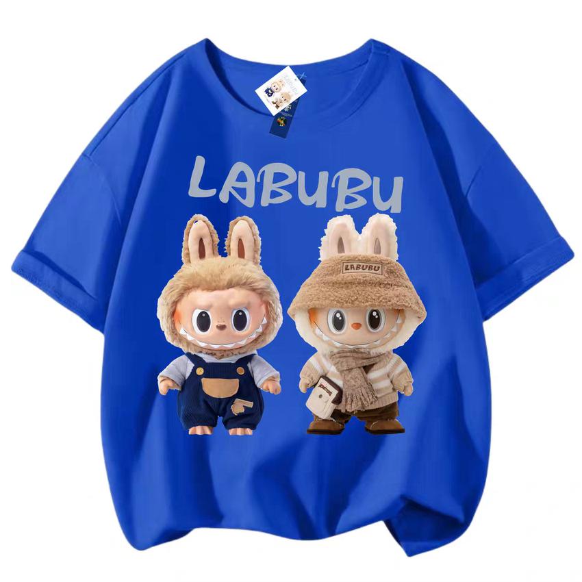 LABUBU 3D-Druck Damen T-Shirt Junge Mädchen Kurzärmelig Vielseitig Lässig Trend Kleidung Familienlook 110 von Joom DACH
