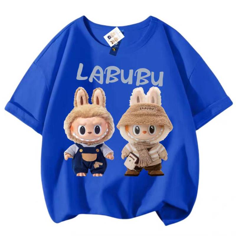LABUBU 3D-Druck Damen T-Shirt Junge Mädchen Kurzärmelig Vielseitig Lässig Trend Kleidung Familienlook 110 von Joom DACH