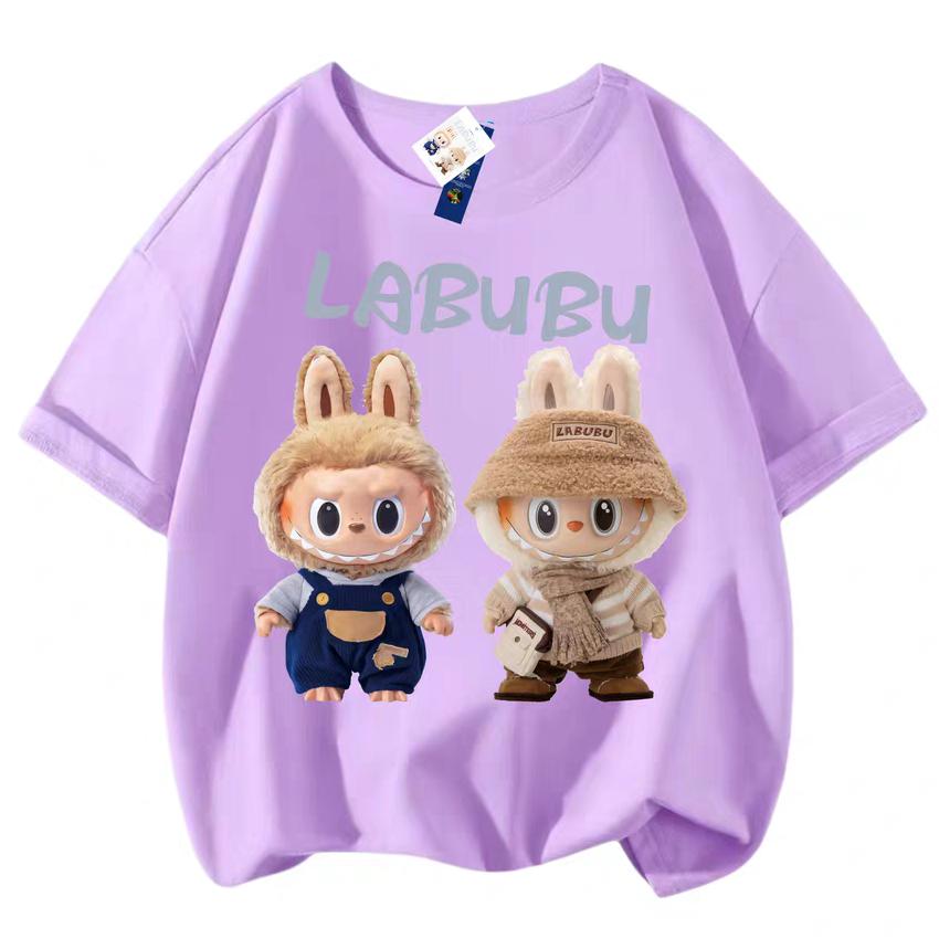 LABUBU 3D-Druck Damen T-Shirt Junge Mädchen Kurzärmelig Vielseitig Lässig Trend Kleidung Familienlook 5XL von Joom DACH