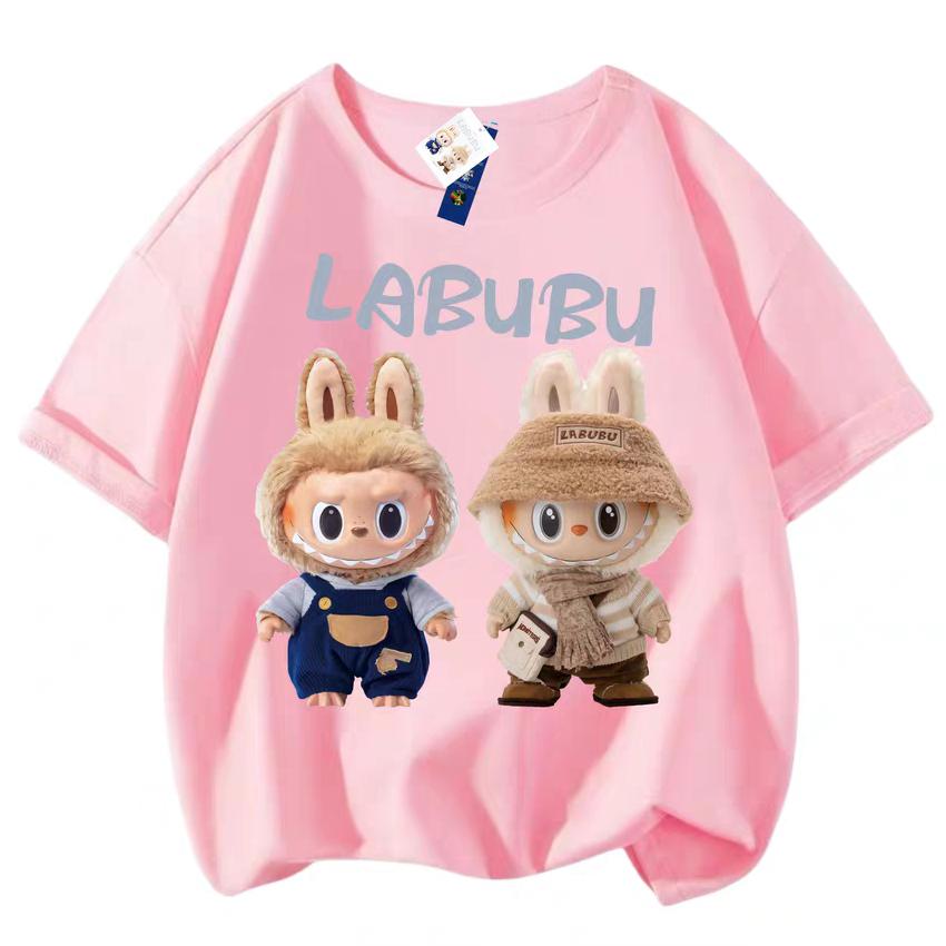LABUBU 3D-Druck Damen T-Shirt Junge Mädchen Kurzärmelig Vielseitig Lässig Trend Kleidung Familienlook M von Joom DACH