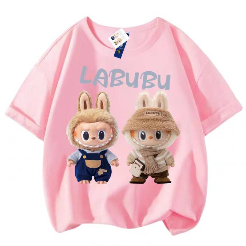 LABUBU 3D-Druck Damen T-Shirt Junge Mädchen Kurzärmelig Vielseitig Lässig Trend Kleidung Familienlook M von Joom DACH