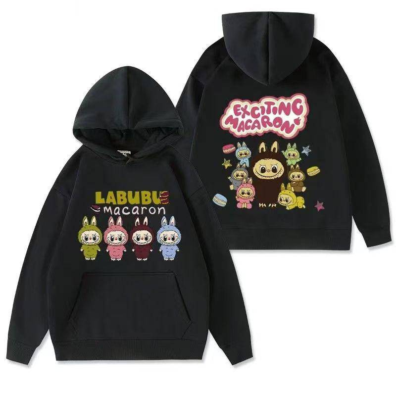 LABUBU Muster 3D Gedruckter Kinder Hoodie Herbst Und Winter Kinder Jungen und Mädchen Pullover Lange Ärmel Kleidung 140 schwarz von Joom DACH