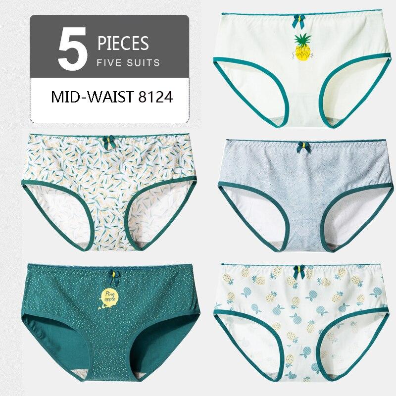 LANGSHA 5 Stücke Hohe Taille Frauen Höschen Baumwolle Unterwäsche Atmungsaktive Slips Komfort Weibliche Dessous L&5pcs von Joom DACH