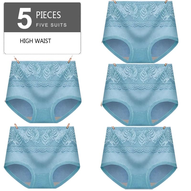 LANGSHA 5 Stücke Hohe Taille Frauen Höschen Baumwolle Unterwäsche Atmungsaktive Slips Komfort Weibliche Dessous L&5pcs von Joom DACH