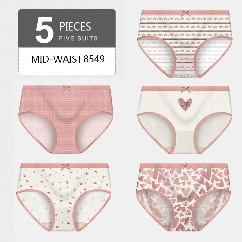 LANGSHA 5 Stücke Hohe Taille Frauen Höschen Baumwolle Unterwäsche Atmungsaktive Slips Komfort Weibliche Dessous M&5pcs von Joom DACH