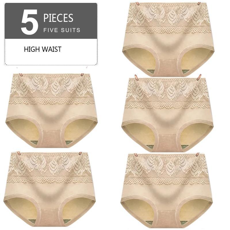 LANGSHA 5 Stücke Hohe Taille Frauen Höschen Baumwolle Unterwäsche Atmungsaktive Slips Komfort Weibliche Dessous XXL&5pcs von Joom DACH