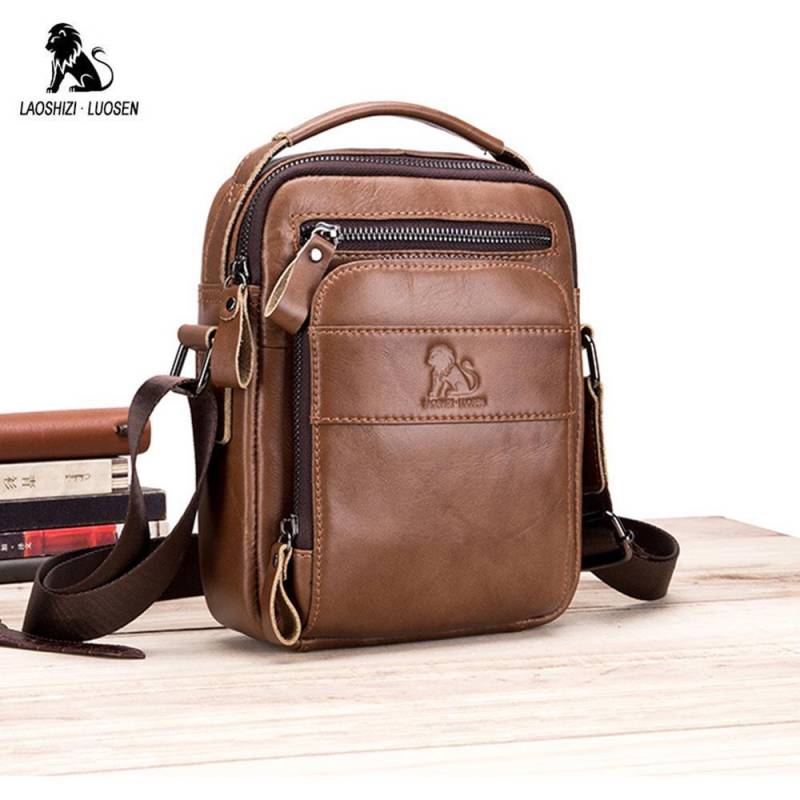 LAOSHIZI Echtes Kuh Leder Messenger Bags Männer Flap Casual Solide Handtaschen Schulter Umhängetasche Umhängetasche braun von Joom DACH