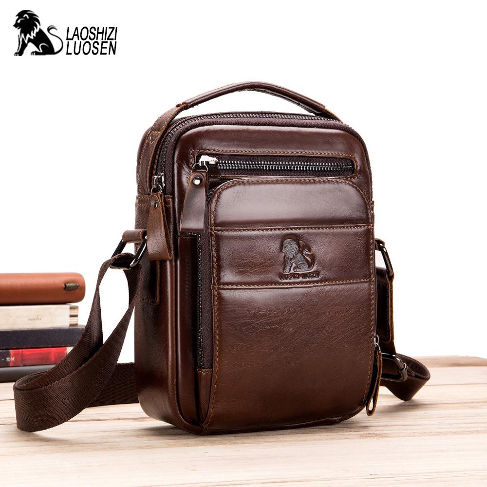 LAOSHIZI Echtes Kuh Leder Messenger Bags Männer Flap Casual Solide Handtaschen Schulter Umhängetasche Umhängetasche kaffeebraun von Joom DACH