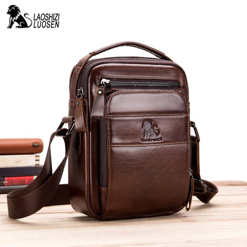 LAOSHIZI Echtes Kuh Leder Messenger Bags Männer Flap Casual Solide Handtaschen Schulter Umhängetasche Umhängetasche kaffeebraun von Joom DACH