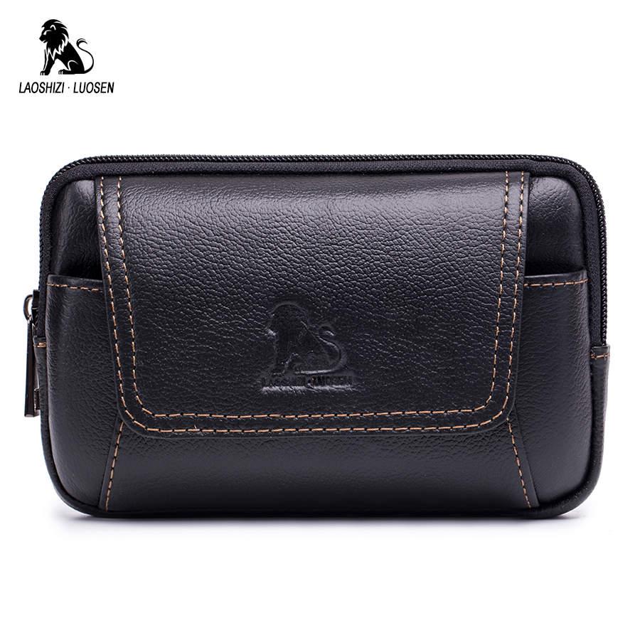 LAOSHIZI Rindsleder Echtes Leder Herren Hüfttasche Handy Gürteltaschen Beutel Gürteltasche schwarz von Joom DACH