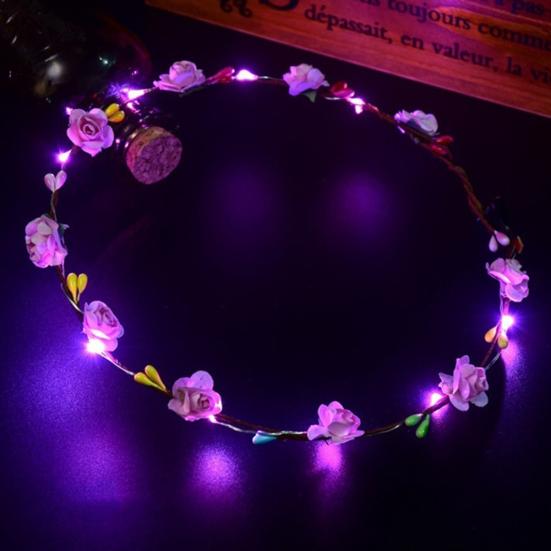 LED-Blumenstirnband, leicht, leuchtend, Blumengirlande, Stirnband für Damen und Mädchen, Kopfbedeckung, Haar-Accessoires rosa von Joom DACH
