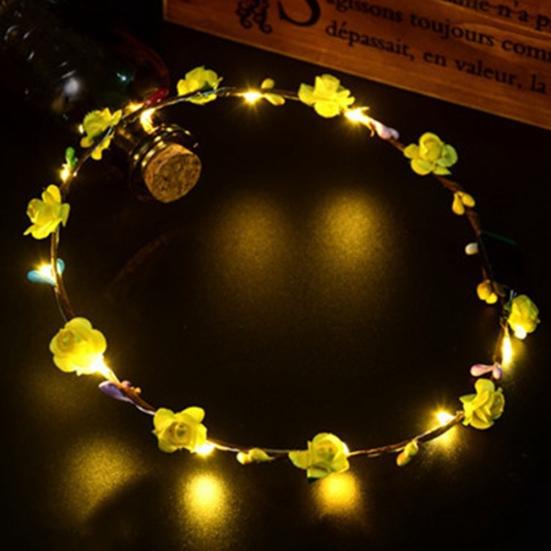 LED-Blumenstirnband, leicht, leuchtend, Blumengirlande, Stirnband für Damen und Mädchen, Kopfbedeckung, Haar-Accessoires gelb von Joom DACH