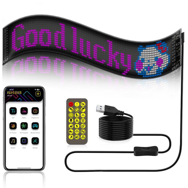 LED Flexible Display APP BT Auto Werbung Bildschirm Volle Farbe Intelligente Fahrzeug Aufkleber Weichen 16*32(70*173MM) von Joom DACH