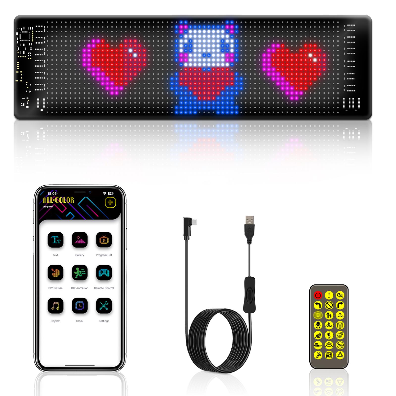 LED Flexible Display APP BT Auto Werbung Bildschirm Volle Farbe Intelligente Fahrzeug Aufkleber Weichen 20*64(Rounded Corners 102*348MM) von Joom DACH