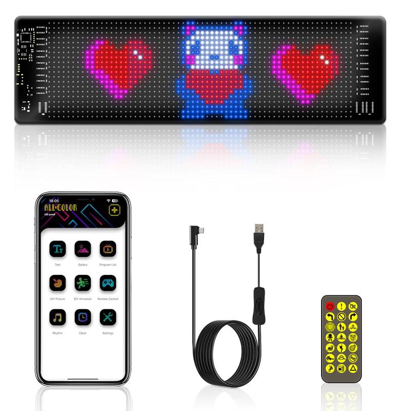 LED Flexible Display APP BT Auto Werbung Bildschirm Volle Farbe Intelligente Fahrzeug Aufkleber Weichen 20*64(Rounded Corners 102*348MM) von Joom DACH