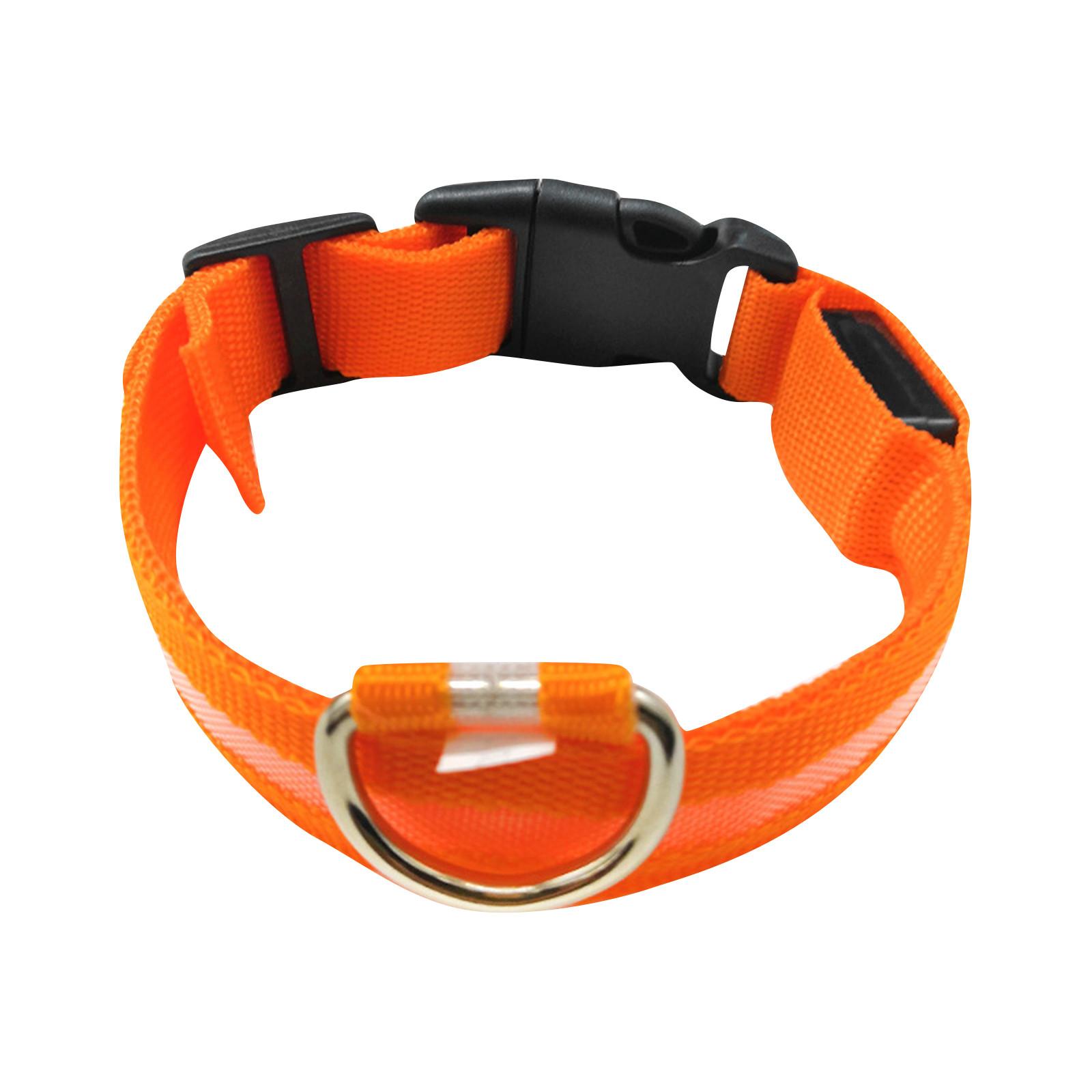 LED-Hundehalsband, über USB wiederaufladbar, Sicherheitslicht, leuchtende Haustierhalsbänder für Hunde mit Nylon-Gurtband L orange von Joom DACH