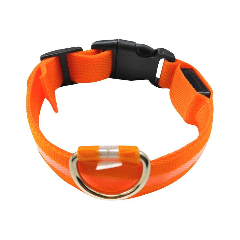 LED-Hundehalsband, über USB wiederaufladbar, Sicherheitslicht, leuchtende Haustierhalsbänder für Hunde mit Nylon-Gurtband S orange von Joom DACH