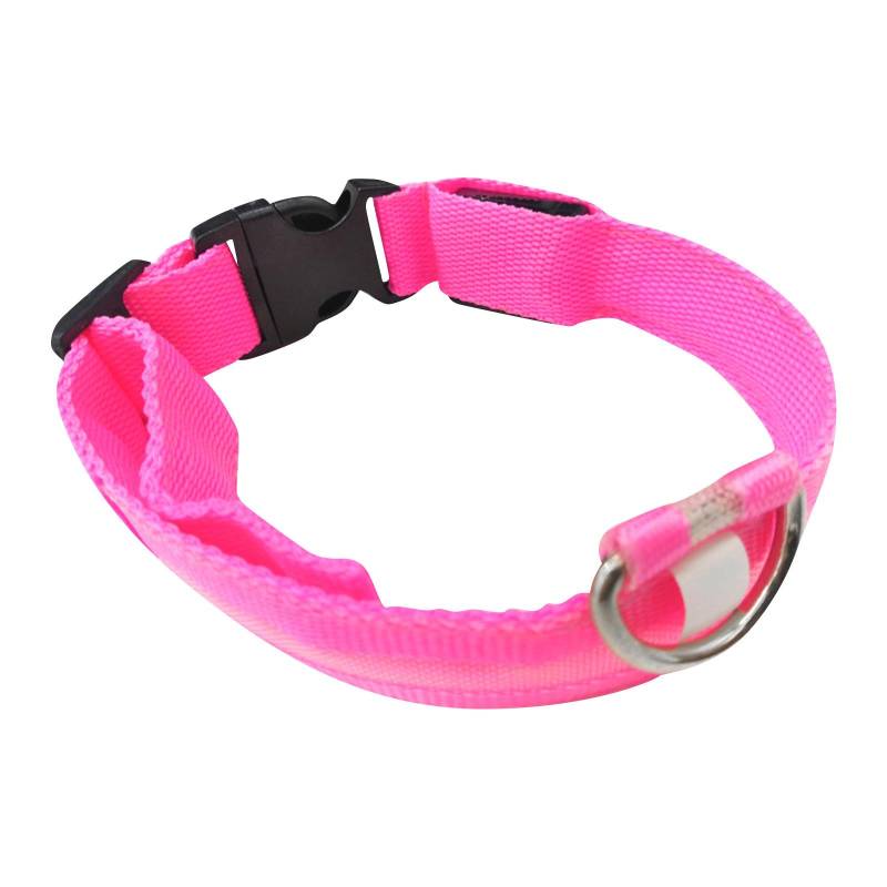 LED-Hundehalsband, über USB wiederaufladbar, Sicherheitslicht, leuchtende Haustierhalsbänder für Hunde mit Nylon-Gurtband S rosa von Joom DACH