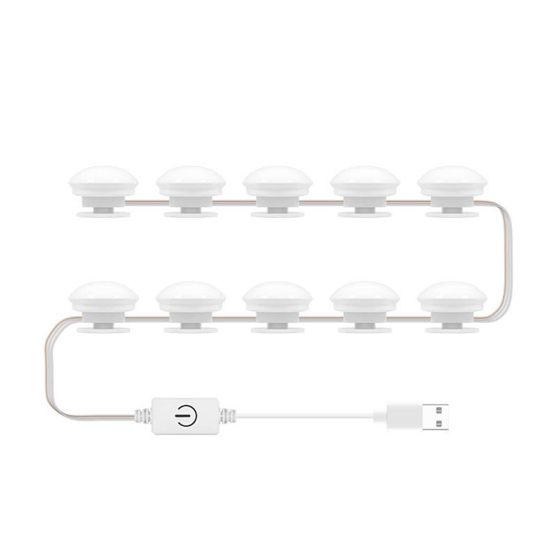 LED Kosmetikspiegel Glühbirne Spiegel Frontleuchte USB Make-Up Licht Dreifarbige Dimmbare Spiegelleuchte 10 Bulbs von Joom DACH