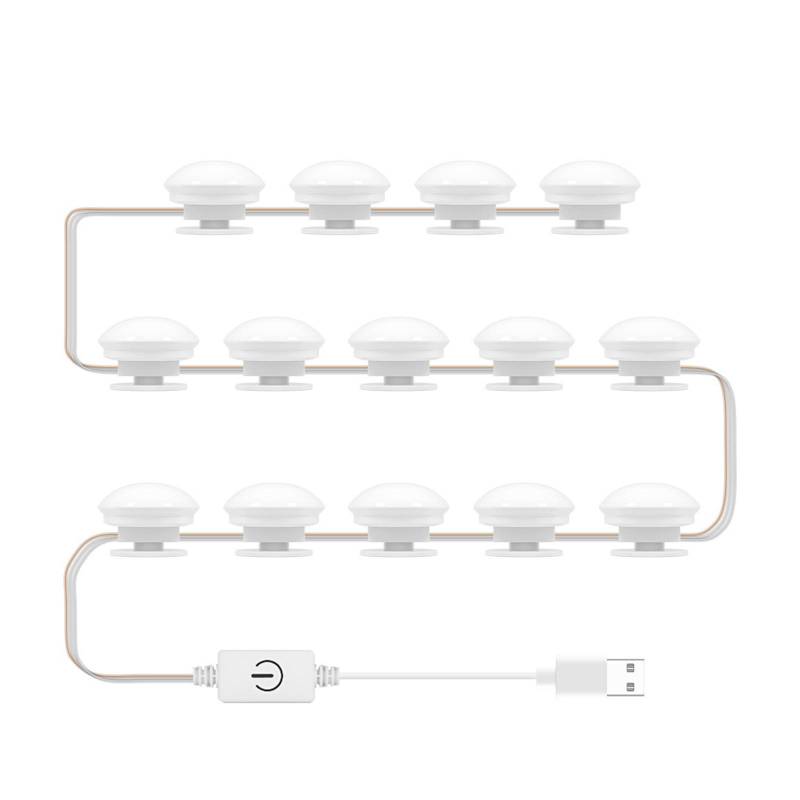 LED Kosmetikspiegel Glühbirne Spiegel Frontleuchte USB Make-Up Licht Dreifarbige Dimmbare Spiegelleuchte 14 Bulbs von Joom DACH