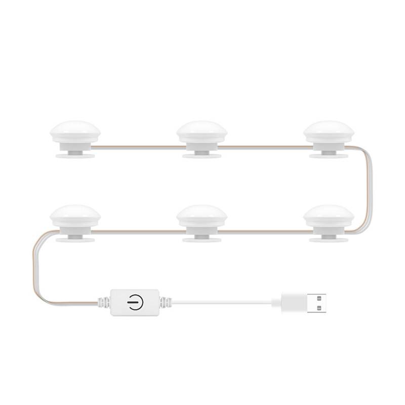 LED Kosmetikspiegel Glühbirne Spiegel Frontleuchte USB Make-Up Licht Dreifarbige Dimmbare Spiegelleuchte 6 Bulbs von Joom DACH