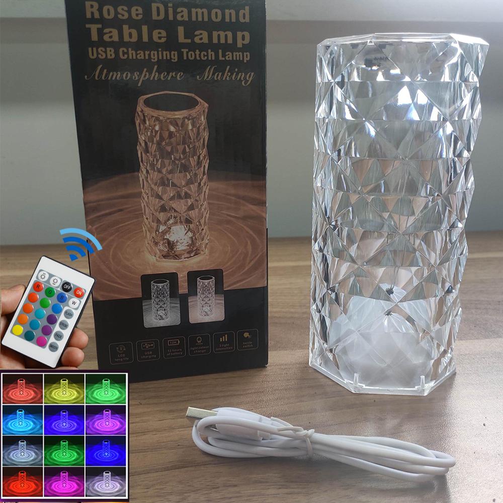 LED-Kristall-Tischlampe, Rosenlicht, Projecto, 3/16 Farben, Touch-verstellbar, romantisches Diamant-Atmosphärenlicht, USB-Touch-Nachtlicht 16colors with Remote LED-Kristall-Tischlampe, Rosenlicht, Projecto, 3/16 Farben, Touch-verstellbar, romantisches Diamant-Atmosphärenlicht, USB-Touch-Nachtlicht 16colors with Remote von Joom DACH