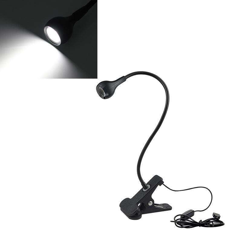 LED-Leseleuchte, Buchleuchte, Tischlampe, 1 W, flexible LED-Schreibtischlampe, Nachttisch, Schlafzimmer, Nachtlicht, Glühbirnen mit Halter, Clip-Lampen Black Shell weiß von Joom DACH