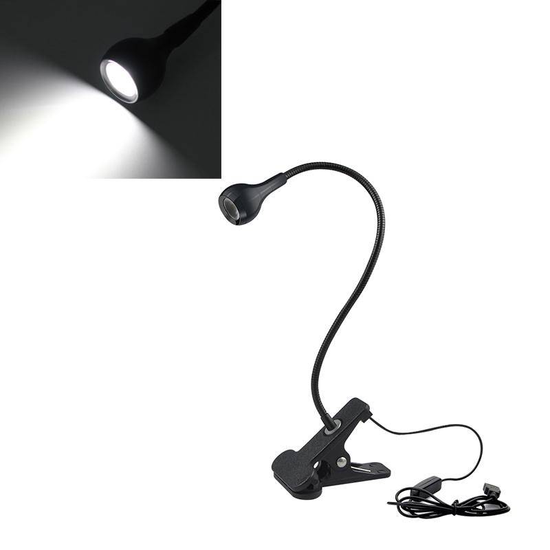 LED-Leseleuchte, Buchleuchte, Tischlampe, 1 W, flexible LED-Schreibtischlampe, Nachttisch, Schlafzimmer, Nachtlicht, Glühbirnen mit Halter, Clip-Lampen Black Shell weiß von Joom DACH