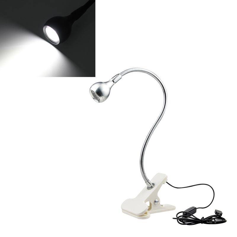 LED-Leseleuchte, Buchleuchte, Tischlampe, 1 W, flexible LED-Schreibtischlampe, Nachttisch, Schlafzimmer, Nachtlicht, Glühbirnen mit Halter, Clip-Lampen Silver Shell weiß von Joom DACH