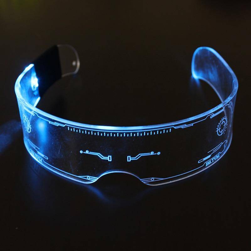 LED Leucht Sonnenbrille Vintage Punk Brille Männer Frauen Mode Party Weihnachten Bunte Leuchten Gläser Shades UV400 Other himmelblau von Joom DACH