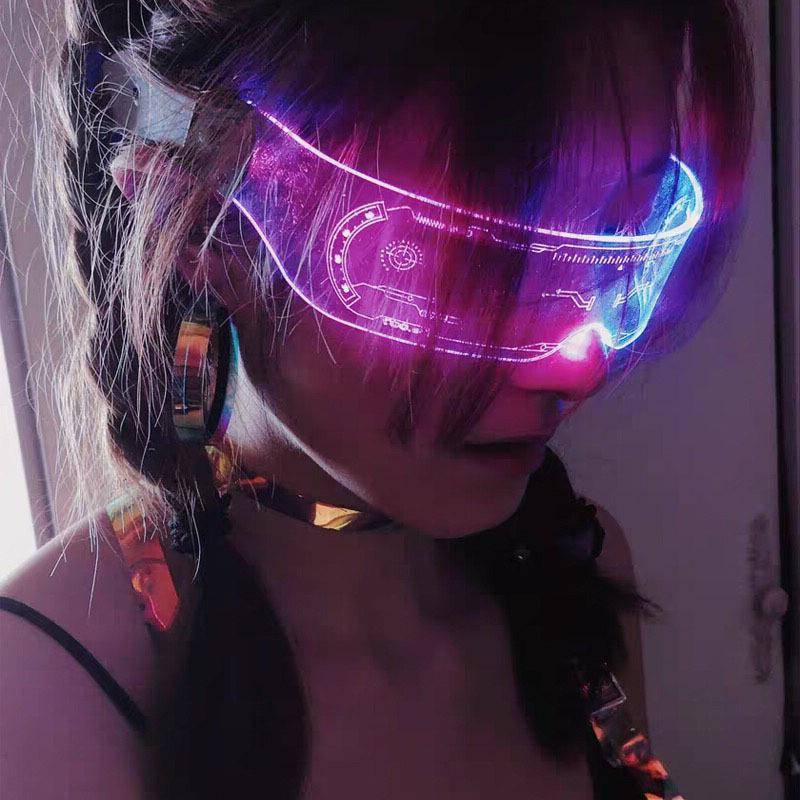 LED Leucht Sonnenbrille Vintage Punk Brille Männer Frauen Mode Party Weihnachten Bunte Leuchten Gläser Shades UV400 von Joom DACH