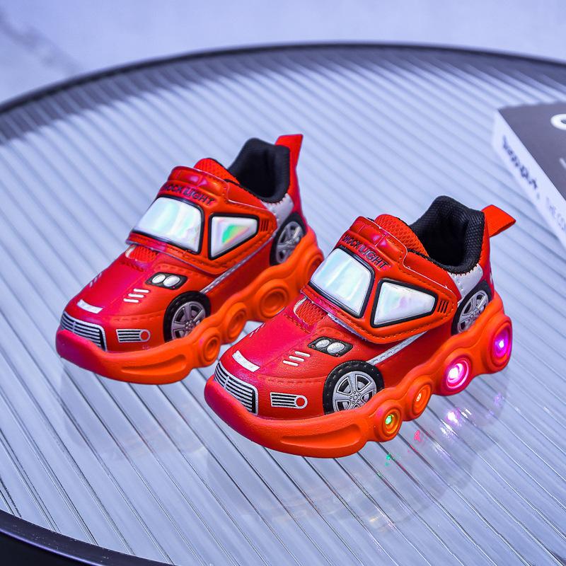 LED-Leuchtschuhe für Baby Jungen Cartoon Auto Kinder Sportschuhe Verschleißfeste Mädchen Anti-Rutsch Mode Jungen Turnschuhe 21 rot von Joom DACH