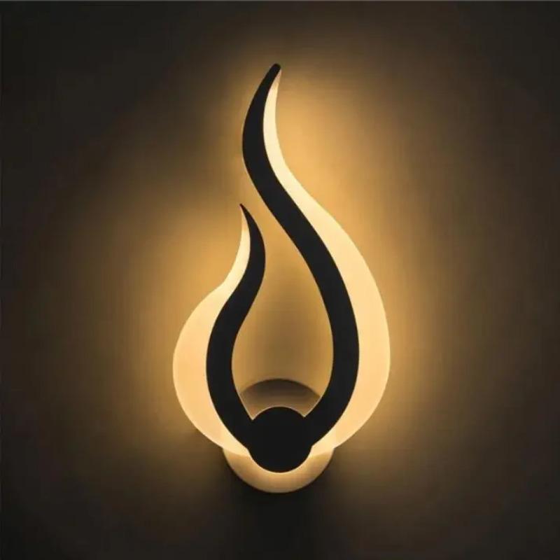 LED-Licht Moderne Wandleuchte Acryl Flamme Form Innen Badezimmer Schlafzimmer Wohnzimmer Flur Kunst Dekoration schwarz von Joom DACH